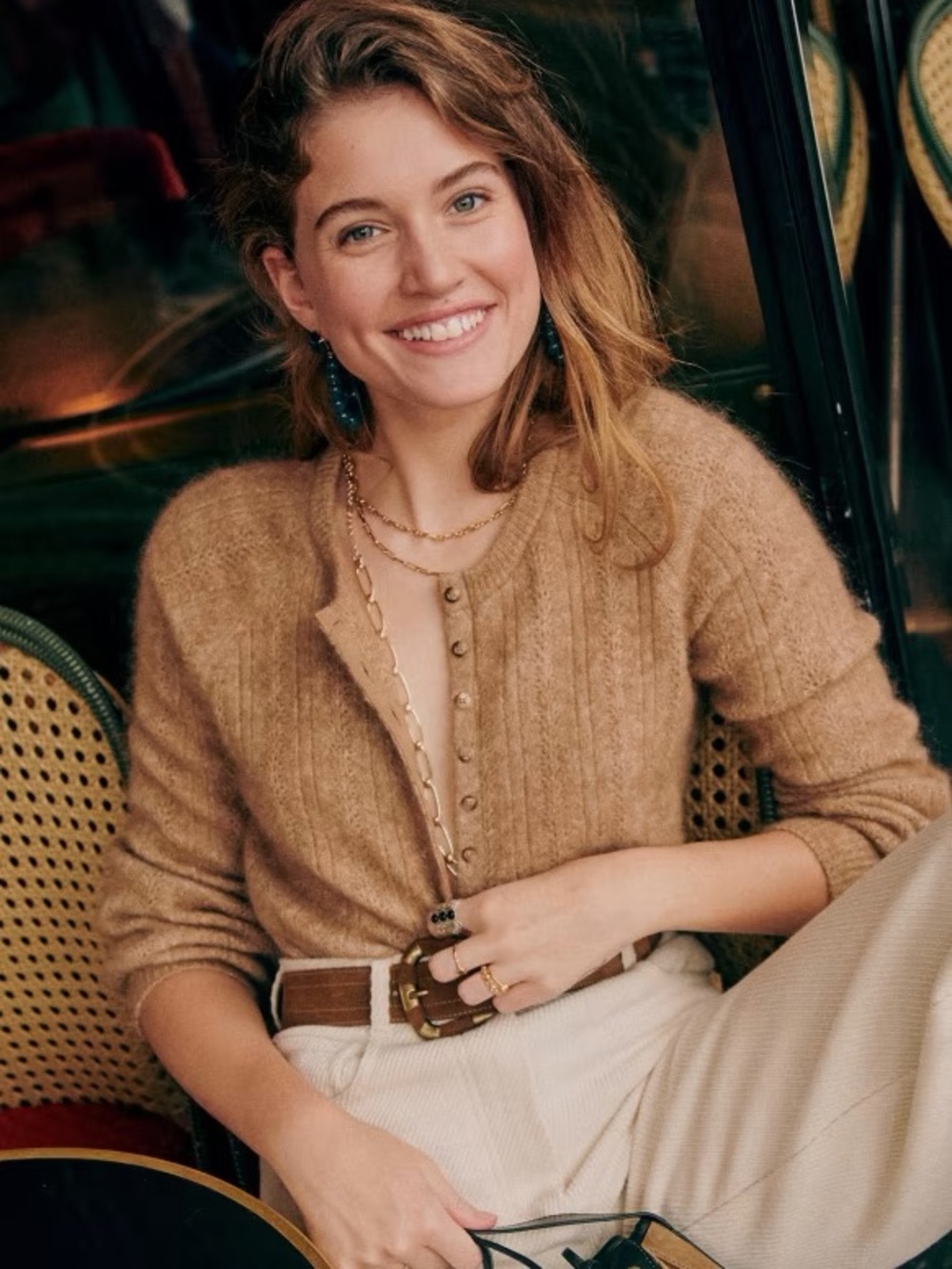 Sezane | XXS | Camel Camille Cardigan